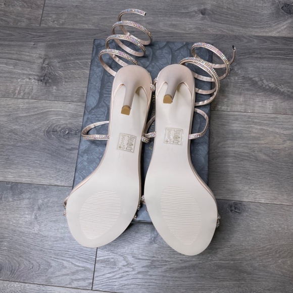 RHINESTONE STILETTO SANDAL IN CREAM - Picture 3 of 5